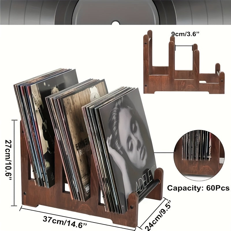 3-Tier Wooden Vinyl Record Display Stand