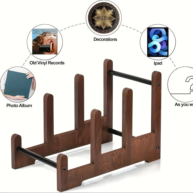 3-Tier Wooden Vinyl Record Display Stand