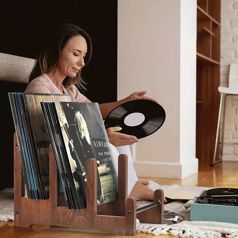 3-Tier Wooden Vinyl Record Display Stand